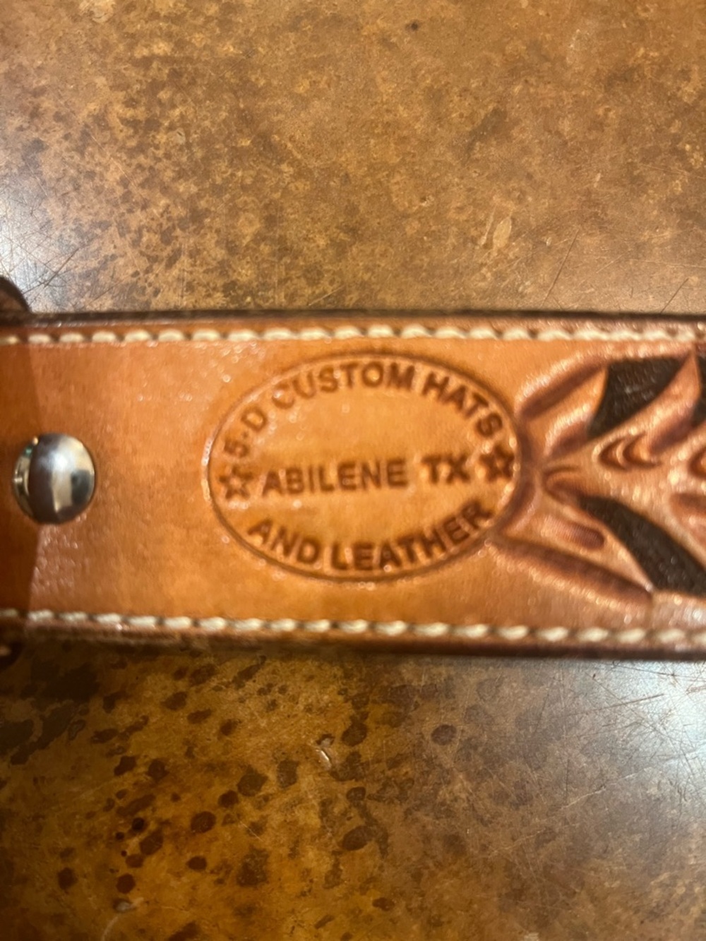 5D Custom Hats and Leather Abilene TX hand tooled Leather Belt
